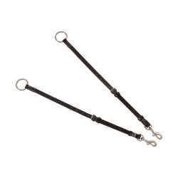 Peitoral Equestro em couro com insertos elásticos e martingale removível Castanho escuro