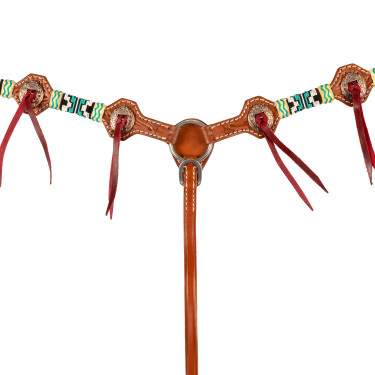 Coleira de peito western Pool’s Blue Star Natural Castanho