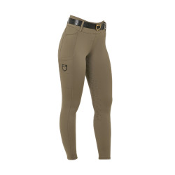 Legging feminino Equestro de cintura alta com passantes para cinto Noz Castanho