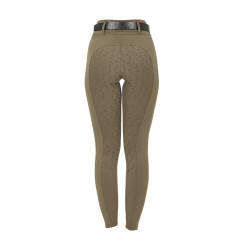 Legging feminino Equestro de cintura alta com passantes para cinto Noz Castanho