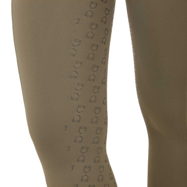 Legging feminino Equestro de cintura alta com passantes para cinto Noz Castanho