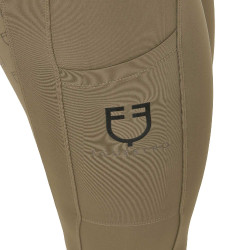 Legging feminino Equestro de cintura alta com passantes para cinto Noz Castanho