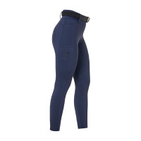 Legging feminino Equestro de cintura alta com passantes para cinto Noz Castanho