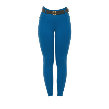 Legging feminino Equestro de cintura alta com passantes para cinto Coral azul
