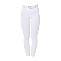 Legging feminino Equestro de cintura alta com passantes para cinto Branco