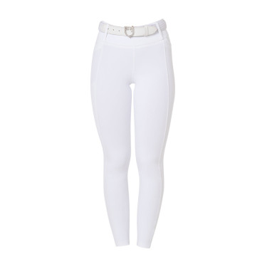 Legging feminino Equestro de cintura alta com passantes para cinto Branco