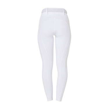 Legging feminino Equestro de cintura alta com passantes para cinto Branco