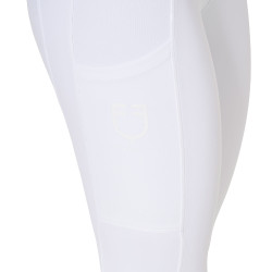 Legging feminino Equestro de cintura alta com passantes para cinto Branco