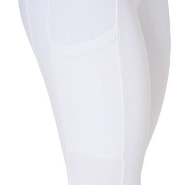 Legging feminino Equestro de cintura alta com passantes para cinto Branco