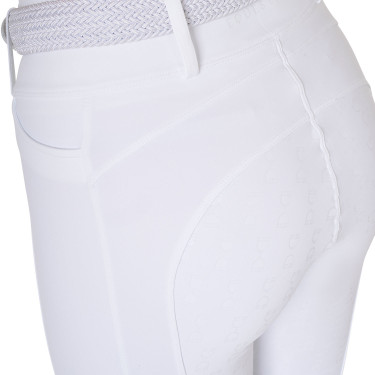 Legging feminino Equestro de cintura alta com passantes para cinto Branco