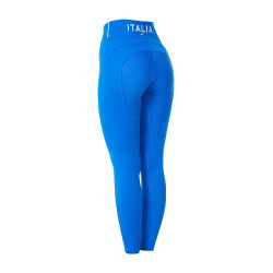Legging feminino Equestro x FISE full grip corte slim Azul da Savoia