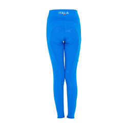 Legging menina Equestro x FISE full grip corte slim Azul da Savoia