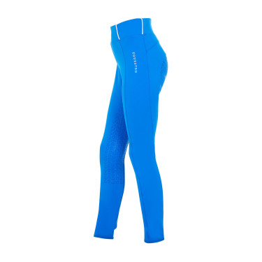 Legging menina Equestro x FISE full grip corte slim Azul da Savoia
