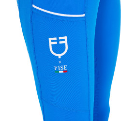 Legging menina Equestro x FISE full grip corte slim Azul da Savoia
