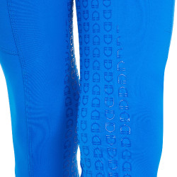 Legging menina Equestro x FISE full grip corte slim Azul da Savoia