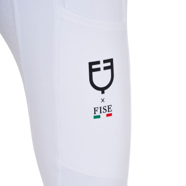 Legging menina Equestro x FISE full grip corte slim Branco