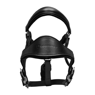 Cabeçada ergonómica Equestro com inserções em couro Preto / preto