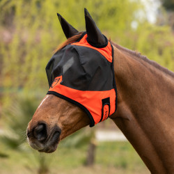 Máscara anti-moscas Equestro com logótipo frontal Granadina Vermelho