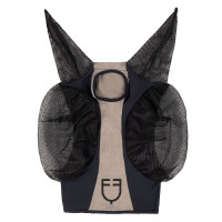 Máscara anti-moscas Equestro bicolor em malha Antracite / flanela cinzenta