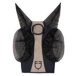 Máscara anti-moscas Equestro bicolor em malha Antracite / flanela cinzenta