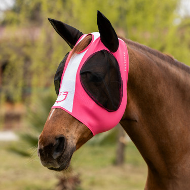 Máscara anti-moscas Equestro bicolor em malha Madressilva / branco brilhante