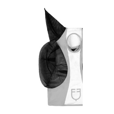 Máscara anti-moscas Equestro bicolor em malha Rocha lunar / branco brilhante