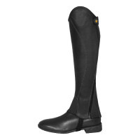 Mini-chaps unissexo Equestro em couro macio com zíper lateral Preto Mini-chaps unissexo Equestro em couro macio com zíper lateral Preto