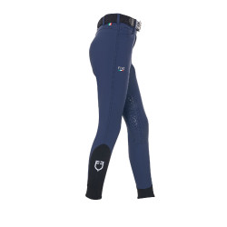 Calças de equitação infantis unissexo Equestro x FISE com grip nos joelhos Blazer marinho Azul-marinho