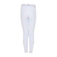 Calças de equitação infantis unissexo Equestro x FISE com grip nos joelhos Branco