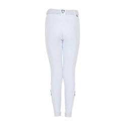 Calças de equitação infantis unissexo Equestro x FISE com grip nos joelhos Branco