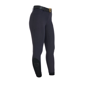 Calças de equitação femininas Equestro full grip de cintura alta forradas em polar Blazer marinho Azul-marinho