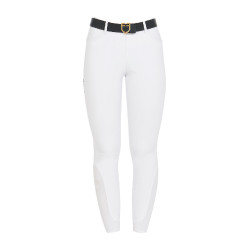 Calças de equitação femininas Equestro full grip de cintura alta forradas em polar Branco