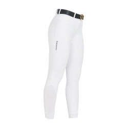 Calças de equitação femininas Equestro full grip de cintura alta forradas em polar Branco