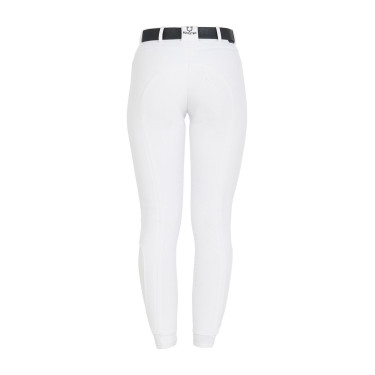 Calças de equitação femininas Equestro full grip de cintura alta forradas em polar Branco