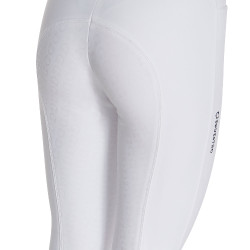 Calças de equitação femininas Equestro full grip de cintura alta forradas em polar Branco