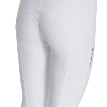 Calças de equitação femininas Equestro full grip de cintura alta forradas em polar Branco