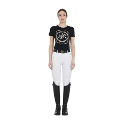 Calças de equitação femininas Equestro full grip de cintura alta forradas em polar Branco