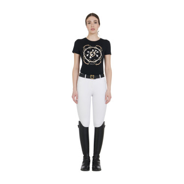 Calças de equitação femininas Equestro full grip de cintura alta forradas em polar Branco