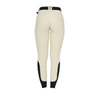 Calça de equitação feminina Equestro com grip nos joelhos de cintura alta Branco antigo Bege Calça de equitação feminina Equestro com grip nos joelhos de cintura alta Branco antigo Bege