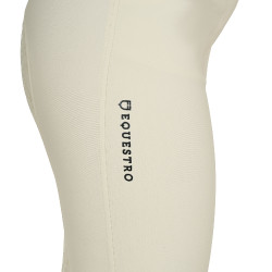Calça de equitação feminina Equestro com grip nos joelhos de cintura alta Branco antigo Bege