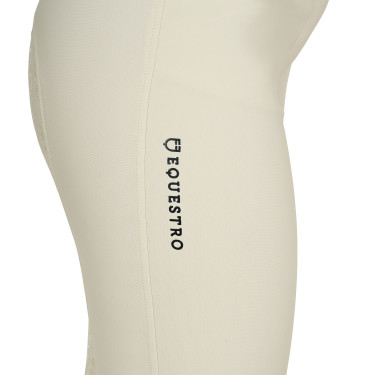 Calça de equitação feminina Equestro com grip nos joelhos de cintura alta Branco antigo Bege