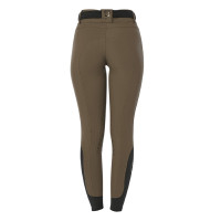 Calça de equitação feminina Equestro com grip nos joelhos de cintura alta Noz Castanho