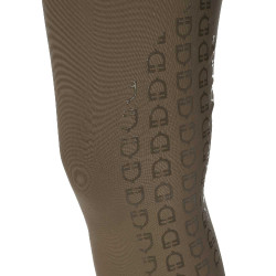 Calça de equitação feminina Equestro com grip nos joelhos de cintura alta Noz Castanho