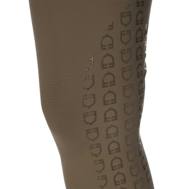 Calça de equitação feminina Equestro com grip nos joelhos de cintura alta Noz Castanho