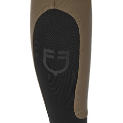 Calça de equitação feminina Equestro com grip nos joelhos de cintura alta Noz Castanho