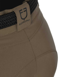 Calça de equitação feminina Equestro com grip nos joelhos de cintura alta Noz Castanho