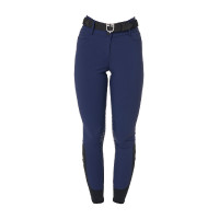 Calça de equitação feminina Equestro com grip nos joelhos de cintura alta Blazer marinho Azul-marinho