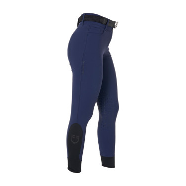 Calça de equitação feminina Equestro com grip nos joelhos de cintura alta Blazer marinho Azul-marinho