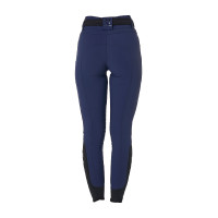 Calça de equitação feminina Equestro com grip nos joelhos de cintura alta Blazer marinho Azul-marinho