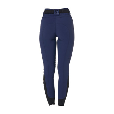 Calça de equitação feminina Equestro com grip nos joelhos de cintura alta Blazer marinho Azul-marinho